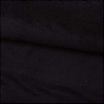 Bambus Fleece Stoff mit Baumwolle in uni Dunkelblau. Detailansicht der weichen, saugfähigen und flauschigen Oberfläche, 1,45m breit - ausgerollt und glatt liegend