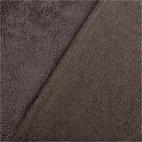 Bambus Fleece Stoff mit Baumwolle in uni Grau. Detailansicht der weichen, saugfähigen und flauschigen Oberfläche, 1,45m breit - mit Rueckseite