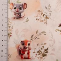 93255-Baumwollstoff-Popeline-Digitaldruck-Tiere-Blumenwiese-weiss-beige-gruen-1-47m-Breite-IMG-2800.jpg Baumwollstoff Popeline Digitaldruck. Das Muster zeigt süße Tiere wie Maus, Eichhörnchen und Hase auf einer Blumenwiese, 1,47m breit - mit Massband