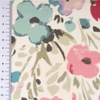 Malerischer Baumwoll-Dekostoff in Halbpanama-Bindung, bedruckt mit zarten Aquarell-Blüten in Rosa und Blau auf Weiß. Mit 1,40 m Breite ideal für langlebige Kissen oder Vorhänge - mit Massband