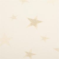 Edler Jacquard Weihnachtsstoff mit elegantem Metallic-Effekt. Große, glitzernde Sterne in Gold zieren den beigefarbenen Grund. Das Deko-Gewebe hat eine Breite von 2,80 Metern - Detailaufnahme der Sterne