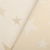 Edler Jacquard Weihnachtsstoff mit elegantem Metallic-Effekt. Große, glitzernde Sterne in Gold zieren den beigefarbenen Grund. Das Deko-Gewebe hat eine Breite von 2,80 Metern - mit Rueckseite