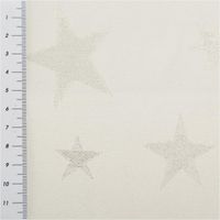 93263-Jacquard-Stoff-Weihnachtsstoff-Sterne-Silber-Glam-Metallic-Effekte-ecru-silber-2-80m-Breite-IMG-3057.jpg Edler Jacquard Weihnachtsstoff mit elegantem Metallic-Effekt. Große, glitzernde Sterne in Silber zieren den ecrufarbenen Grund. Das Deko-Gewebe hat eine Breite von 2,80 Metern - mit Massband