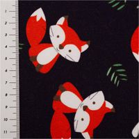 93275-Sweatstoff-Fuechse-mit-angerauter-Innenseite-dunkelblau-orange-1-47m-Breite-IMG-2978.jpg Bequemer Sweatstoff mit angerauter Innenseite, ideal für warme Kinderkleidung. Das lustige Motiv zeigt orange-weiße Füchse und Pilze auf einem tiefen dunkelblauen Grund, 1,47 Meter breit - mit Massband