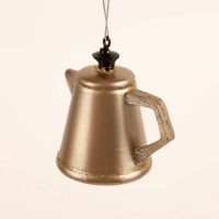 Weihnachtshänger Wasserkessel aus Glas und Resin in Grau mit goldenen Akzenten, 7,6 × 5,5 × 6,8 cm, dekorativer Christbaumschmuck von Werner Voß - von Hinten