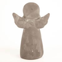 Grauer Engel aus Beton, 17 cm hoch, schlichte moderne Dekofigur mit ausgebreiteten Flügeln, minimalistisch gestaltet, ideal als zeitlose Wohn- und Gartendekoration - von Hinten