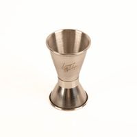Doppelseitiger Messbecher Barmaß aus Edelstahl, kompaktes Cocktailmaß für Bar und Küche, robust verarbeitet, ideal zum präzisen Abmessen von Spirituosen, Maße 5,1 x 6,8 cm - von obene