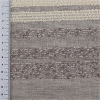 Gardinenstoff Voile in Grau mit dekorativen Bouclé-Streifen in Wollweiß; der transparente Stoff präsentiert ein dezentes Streifenmuster und ist 160 cm breit - mit Massband