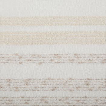 Gardinenstoff Voile in Wollweiß mit naturfarbenen Bouclé-Streifen; der feine, leicht transparente Stoff zeigt strukturierte Zierstreifen und ist 160 cm breit - Vollansicht