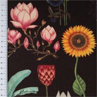 93355-Baumwollstoff-Halbpanama-Blumen-Palmenblaetter-schwarz-bunt-1-40m-Breite-IMG-3297.jpg Baumwollstoff Halbpanama schwarz bunt mit Blumen und Palmenblättern auf dunklem Hintergrund. Der detailreiche Stoff zeigt ein exotisches Floralmotiv und ist 1,40 m breit - mit Massband
