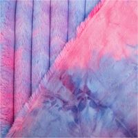 Fleece Stoff Rib Batik in Pink Blau als weiches Polarfleece im Digitaldruck, präsentiert mit gerippter, flauschiger Oberfläche; vielseitiger Stoff in 145 cm Breite - mit Rueckseite