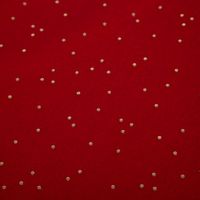 93402-SCHoeNER-LEBEN--Tischlaeufer-aus-Baumwoll-Canvas-in-Rot-mit-Goldpunkten-40x160cm-IMG-3542.jpg Nahaufnahme des Musters aus kleinen goldenen Punkten auf rotem Stoff