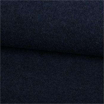 Hochwertiger Walkloden aus 100% reiner Schurwolle in einem tiefen, melierten Indigo-Blau. Mit einem Gewicht von 410 g/m² und einer Stoffbreite von 140 cm ist dieser wärmende Wollstoff ideal für die Anfertigung von hochwertigen Mänteln, Jacken oder Westen g