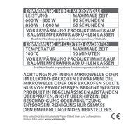 93444-Warmies---See-Einhorn-Waermestofftier-----Kuscheltier-mit-Hirse-Lavendelfuellung-und-Lavendelduft-Screenshot-2025-12-14-111751.png Tabelle mit Erwärmungszeiten für das Warmies® Wärmestofftier in Mikrowelle und Elektro-Backofen inklusive Sicherheitshinweisen