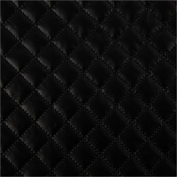 Eleganter Steppstoff in glänzendem Metallic-Schwarz mit einer klassischen, kleinteiligen Rautensteppung. Der Stoff verfügt über eine Breite von 140 cm und ist ideal für modische Westen, Jacken oder Accessoires - Nahaufnahme