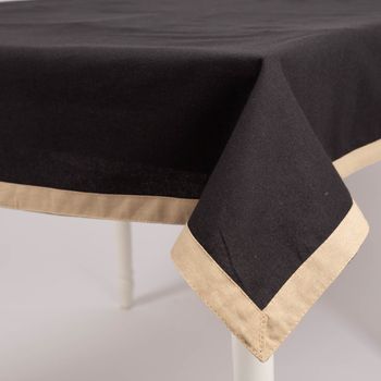 Tischdecke Duo aus Baumwolle wendbar mit abgesetztem Saum schwarz-natur 140x240cm besticht durch kontrastreiches Design für vielseitige, gemütliche und stilvolle Akzente auf Ihrer Tafel in Ihrem Zuhause - Vollansicht