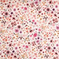 Musselin Stoff aus Baumwolle mit Blüten-Digitaldruck in Ecru und Lila, florales Muster Hortense