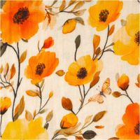 93532-Musselin-Stoff-Baumwolle-Digitaldruck-Ezia-Blumen-beige-orange-gelb-1-30m-Breite-IMG-6021.jpg Nahaufnahme Baumwoll-Musselin mit floralem Digitaldruck in Beige, Orange und Gelb, feine Stoffstruktur