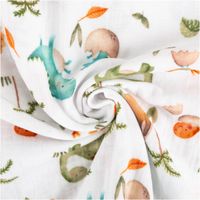 93535-Musselin-Stoff-Baumwolle-Digitaldruck-Dinus-Dinosaurier-weiss-gruen-1-30m-Breite-IMG-6070.jpg Gedrehter Baumwoll-Musselin mit Dinosaurier-Motiv, weicher Fall und feine Struktur