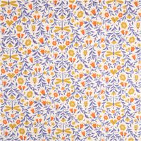 93537-Musselin-Stoff-Baumwolle-Scarabee-Blumenranken-Schmetterlinge-ecru-blau-gelb-1-30m-Breite-IMG-6083.jpg Musselin Stoff aus Baumwolle mit Blumenranken, Schmetterlingen und Libellen in Blau, Gelb und Orange auf Ecru