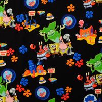 93548-Jersey-Stoff-Sponge-Bob-Baumwolljersey-200g-qm-schwarz-bunt-152cm-Breite-212209-0002-1.jpg Jersey Stoff mit SpongeBob, Patrick und weiteren Figuren auf schwarzem Hintergrund, glatt hingelegt