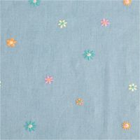 93550-Jeansstoff-Chambray-garngefaerbt-bestickt-Blueten-hellblau-bunt-1-30m-Breite-IMG-5073.jpg Der hochwertige Jeansstoff Chambray garngefärbt bestickt Blüten hellblau bunt 1,30m Breite besticht durch sein florales Design. Ideal für sommerliche Bekleidung wie Kleider, Blusen oder leichte Kinderkleidung - Nahaufnahme