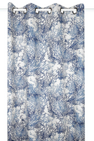 Vorhang aus Baumwoll-Dekostoff mit Korallenmotiv in Blau