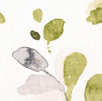 Vorhang aus Ramie-Dekostoff mit Blätter-Aquarellmuster in Grün