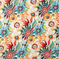 Der hochwertige Baumwollstoff Cretonne Melissandre Blumen Aquarell weiß bunt 1,60m Breite besticht durch sein künstlerisches, florales Design. Ideal für sommerliche Bekleidung, Bettwäsche oder farbenfrohe Kissenbezüge - Vollansicht