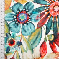 Der hochwertige Baumwollstoff Cretonne Melissandre Blumen Aquarell weiß bunt 1,60m Breite besticht durch sein künstlerisches, florales Design. Ideal für sommerliche Bekleidung, Bettwäsche oder farbenfrohe Kissenbezüge - mit Massband