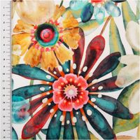 93622-Baumwollstoff-Cretonne-Melissandre-Blumen-Aquarell-weiss-bunt-1-60m-Breite-IMG-5316.jpg Der hochwertige Baumwollstoff Cretonne Melissandre Blumen Aquarell weiß bunt 1,60m Breite besticht durch sein künstlerisches, florales Design. Ideal für sommerliche Bekleidung, Bettwäsche oder farbenfrohe Kissenbezüge - mit Massband Nahaufnahme