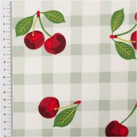 93623-Tischdeckenstoff-abwaschbar-Acrylbeschichtung-Kirschen-Raute-weiss-gruen-rot-1-40m-Breite-IMG-5291.jpg Der hochwertige Tischdeckenstoff abwaschbar Acrylbeschichtung Kirschen Raute weiß grün rot 1,40m Breite besticht durch sein klassisches Karomuster mit Kirschen. Ideal für pflegeleichte Küchendekorationen oder sommerliche Garten-Accessoires - mit Massband