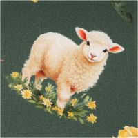 Der hochwertige Baumwollstoff Dekostoff Ostern Digitaldruck Bohemian Easter Mood Küken Lamm grün 1,4m Breite besticht durch sein liebevolles Frühlingsdesign. Ideal für Osterdekorationen, Tischdecken oder kreative Kissenbezüge - Lammmotiv