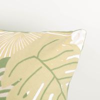 Das hochwertige Dekokissen Monstera-Blätter Baumwolle weiß grün 40x60cm besticht durch sein sommerliches Design mit verschiedenen grünen Blättern auf gemustertem Grund. Ideal für frische Akzente auf Ihrem Sofa oder Sessel - Kissenecke