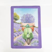 93671-Geschirrtuecher-Lavendel-3er-Set-aus-Baumwolle-50x70-cm-franzoesisches-Dessin-IMG-5539.jpg Das hochwertige Geschirrtücher Lavendel 3er Set aus Baumwolle 50x70 cm französisches Dessin besticht durch idyllische Motive mit Lavendel, Fahrrädern und Rollern. Ideal für einen charmanten Landhaus-Look in Ihrer Küche - Nahaufnahme des Rollermotivs