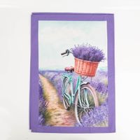 93671-Geschirrtuecher-Lavendel-3er-Set-aus-Baumwolle-50x70-cm-franzoesisches-Dessin-IMG-5542.jpg Das hochwertige Geschirrtücher Lavendel 3er Set aus Baumwolle 50x70 cm französisches Dessin besticht durch idyllische Motive mit Lavendel, Fahrrädern und Rollern. Ideal für einen charmanten Landhaus-Look in Ihrer Küche - Nahaufnahme des Fahrradmotivs