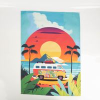 93672-Geschirrtuecher-Camper-3er-Set-aus-Baumwolle-50x70-cm-franzoesisches-Dessin-IMG-5591.jpg Geschirrtuch aus dem Camper 3er Set Baumwolle 50x70 cm mit Sonnenuntergang, Bulli und Palmen im französischen Dessin.