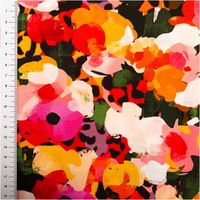 93688-Viskose-Stoff-fuer-Bekleidung-Aquarell-Blueten-rosa-gruen-140cm-Stoffbreite-IMG-6892.jpg Der hochwertige Viskose Stoff für Bekleidung Aquarell-Blüten rosa grün 140cm Stoffbreite besticht durch sein abstraktes Muster in kräftigem Pink, Gelb und Rot. Ein fließendes Material für kreative Nähprojekte - mit Massband