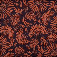 93691-Viskose-Stoff-fuer-Bekleidung-grosse-abstrakte-Blueten-dunkelblau-braun-140cm-Stoffbreite-IMG-9263.jpg Dunkelblauer Viskosestoff für Bekleidung mit 140cm Breite und abstrakten Blüten. Das großflächige Muster in warmem Braun zeigt stilisierte Blütenblätter und Punkte, die einen kontrastreichen, eleganten Look auf dem fließenden Stoff erzeugen - Vollansicht