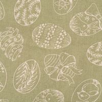 93725-Tischlaeufer-Leinenlook-Ostereier-Easter-Egg-Tale-gruen-natur-40x160cm-von-SCHoeNER-LEBEN--IMG-6188.jpg Detailansicht des Ostereier-Designs auf grünem Tischläufer im Leinenlook von SCHÖNER LEBEN.
