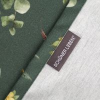 Rückseitenansicht mit Label von SCHÖNER LEBEN, Tischläufer aus Baumwolle Ostern Bohemian Easter Mood in Grün.