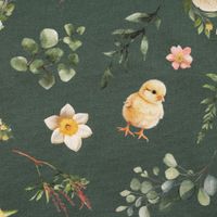 93727-Tischlaeufer-aus-Baumwolle-Ostern-Bohemian-Easter-Mood-Kueken-Lamm-gruen-40x160cm-von-SCHoeNER-LEBEN--IMG-6198.jpg Stoffdetail Tischläufer aus Baumwolle Ostern Bohemian Easter Mood mit Küken und floralen Elementen auf grünem Grund.