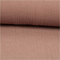 Der hochwertige Musselin Stoff Baumwollstoff Double Gauze uni Beige 130 cm besticht durch seine weiche, doppellagige Struktur in einem sanften, gedeckten Erdton. Ein vielseitiges Material für Ihre Nähprojekte - ausgerollt und glatt liegend