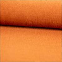 Der hochwertige Musselin Stoff Baumwollstoff Double Gauze uni Braun 130 cm besticht durch seine weiche, doppellagige Struktur in einem kräftigen, dunklen Erdton. Ein vielseitiges Material für Ihre Nähprojekte - ausgerollt und glatt liegend