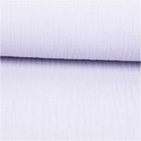 Der hochwertige Musselin Stoff Baumwollstoff Double Gauze uni Flieder 130 cm besticht durch seine weiche, doppellagige Struktur in einem zarten, pastelligen Violett-Ton. Ein vielseitiges Material für Ihre Nähprojekte - ausgerollt und glatt liegend