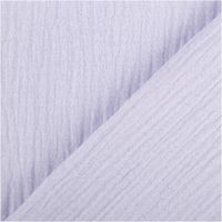 Der hochwertige Musselin Stoff Baumwollstoff Double Gauze uni Flieder 130 cm besticht durch seine weiche, doppellagige Struktur in einem zarten, pastelligen Violett-Ton. Ein vielseitiges Material für Ihre Nähprojekte - mit Rueckseite