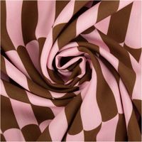 93807-Viskose-Stoff-Lenzing-EcoVero----Braun-und-Rosa-140-cm-Breite-IMG-7175.jpg Der hochwertige Viskose Stoff Lenzing EcoVero™ Braun und Rosa 140 cm Breite besticht durch sein grafisches Retro-Muster mit Wellen-Details in warmem Braun und Rosa. Ein nachhaltiges Material - kunstvoll eingedreht in Falten