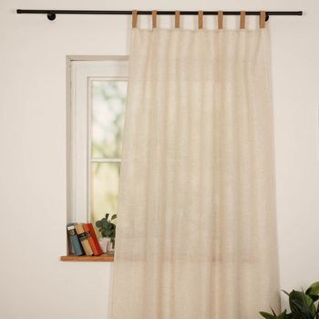 Vorhang Schlaufenvorhang Leinenlook halbtransparent mit Flechtschlaufen 140x240cm