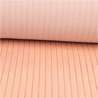 Dieser hochwertige Cord Polsterstoff Möbelstoff Breitcord Baby Rib lachsrosa 1,45m breit besticht durch seine charakteristische Rippenstruktur in einem zarten, warmen Lachsrosa. Ein robuster, weicher Stoff - ausgerollt und glatt liegend