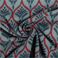 93869-Jersey-Stoff-Baumwolljersey-Ornamente-petrolblau-1-48-m-Breite-IMG-7592.jpg Dieser hochwertige Jersey Stoff Baumwolljersey Ornamente petrolblau 1,48 m Breite besticht durch sein elegantes, orientalisches Muster mit weinroten Ornamenten auf einem tiefen, petrolblauen Grund - kunstvoll eingedreht in Falten